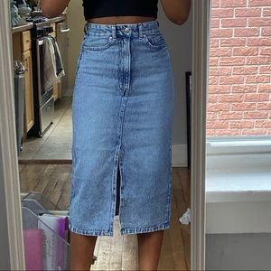 H&M Denim Pencil Skirt W/ Front Slit